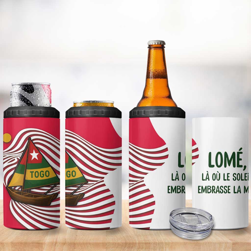 Lome Togo 4 in 1 Can Cooler Tumbler - Sailboat and Sunset  Where the Sun Kisses the Sea TS04