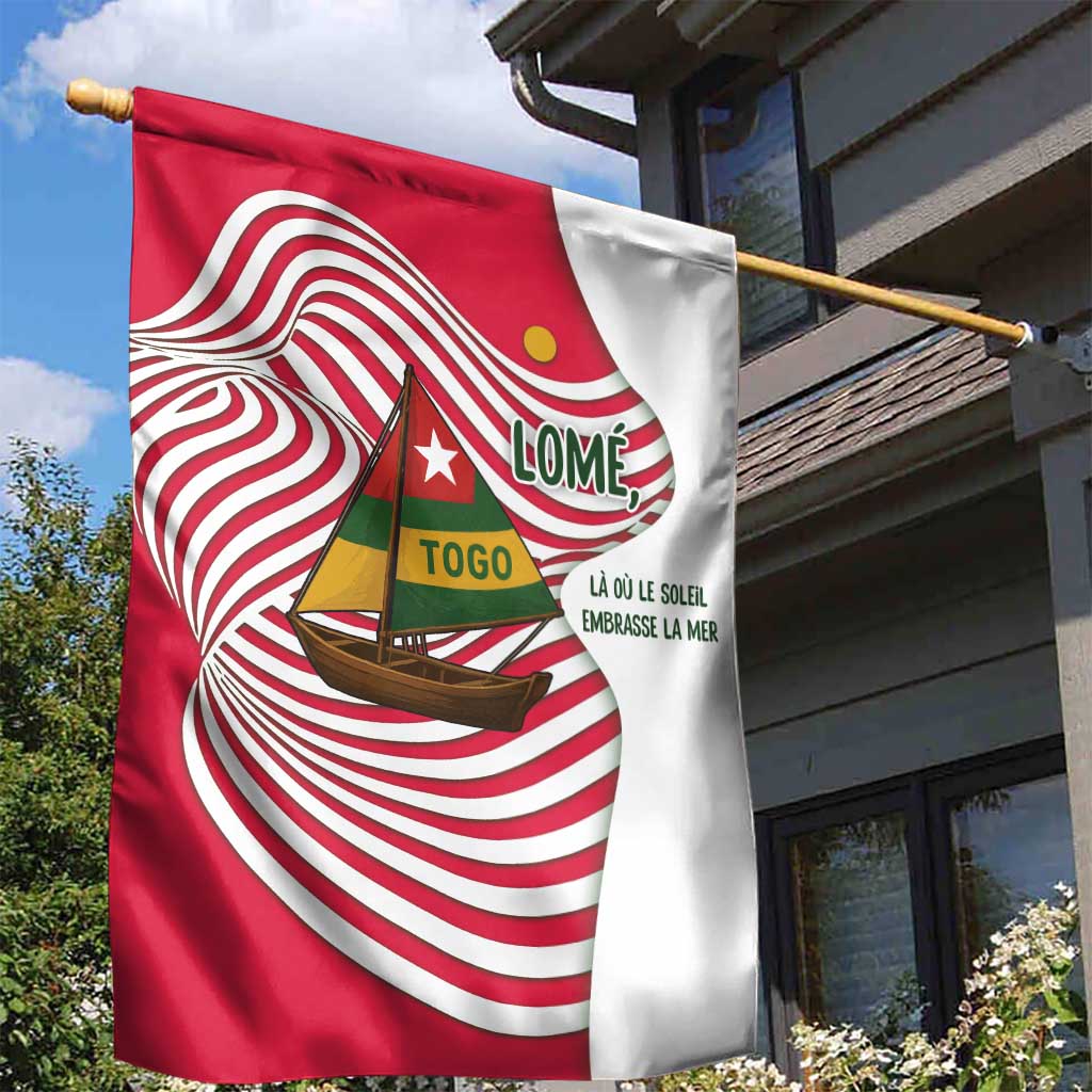 Lome Togo Garden Flag - Sailboat and Sunset  Where the Sun Kisses the Sea TS04