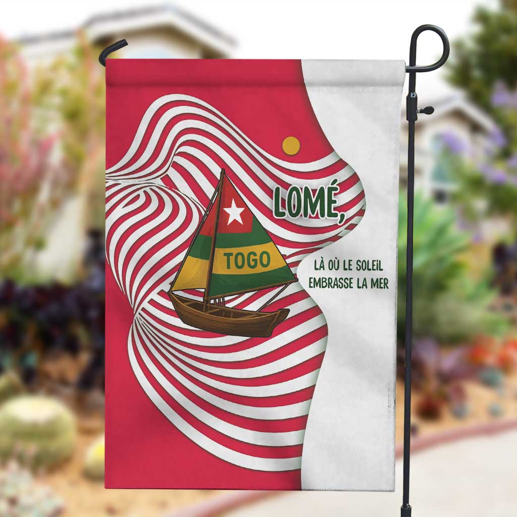 Lome Togo Garden Flag - Sailboat and Sunset  Where the Sun Kisses the Sea TS04