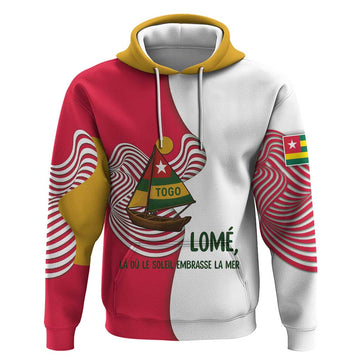 Lome Togo Hoodie with Sailboat and Sunset Where the Sun Kisses the Sea TS04