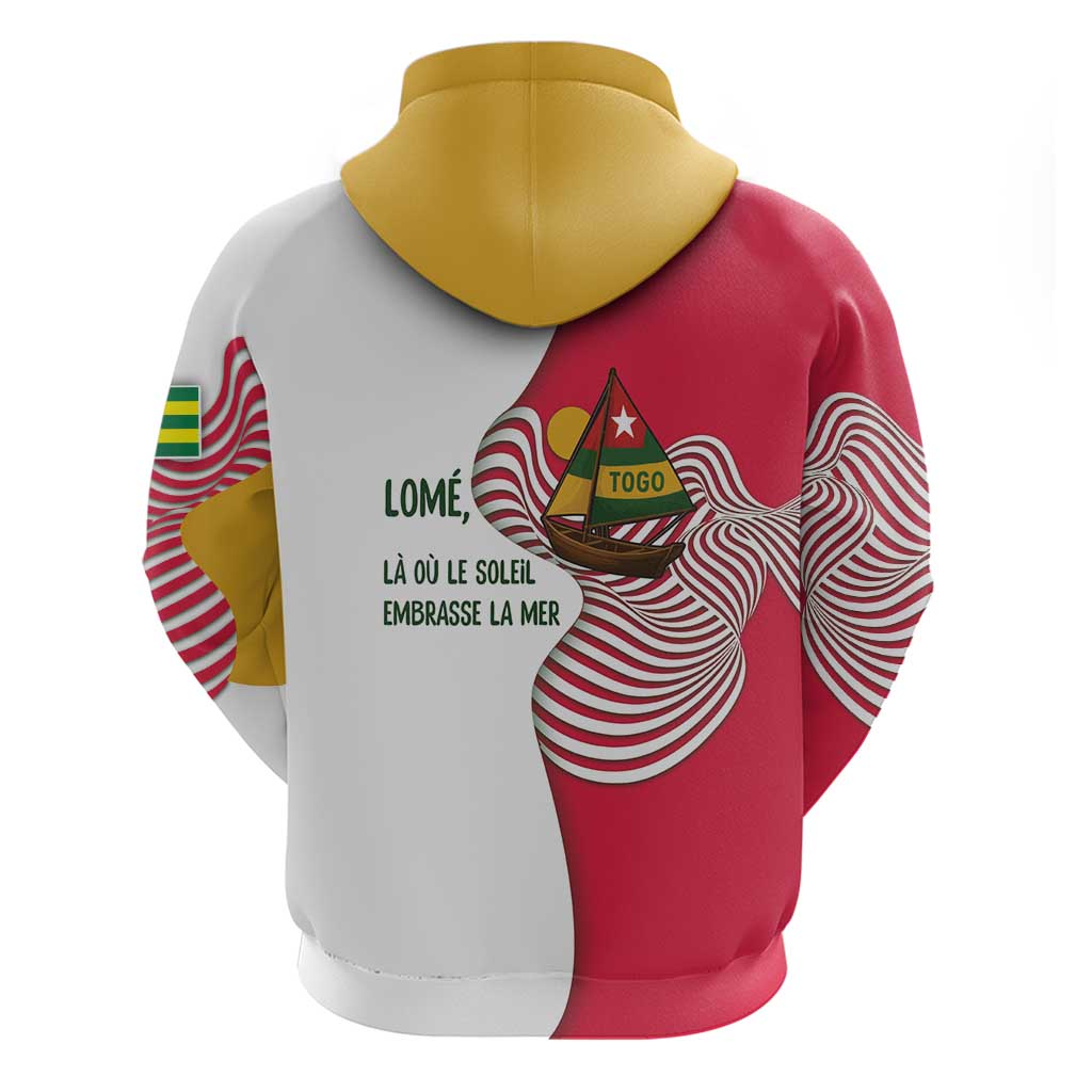 Lome Togo Hoodie with Sailboat and Sunset Where the Sun Kisses the Sea TS04