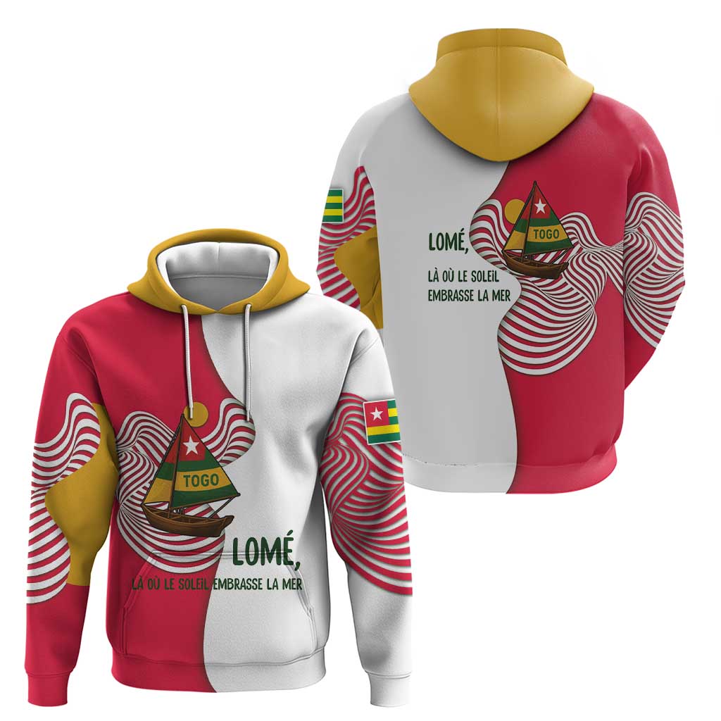 Lome Togo Hoodie with Sailboat and Sunset Where the Sun Kisses the Sea TS04