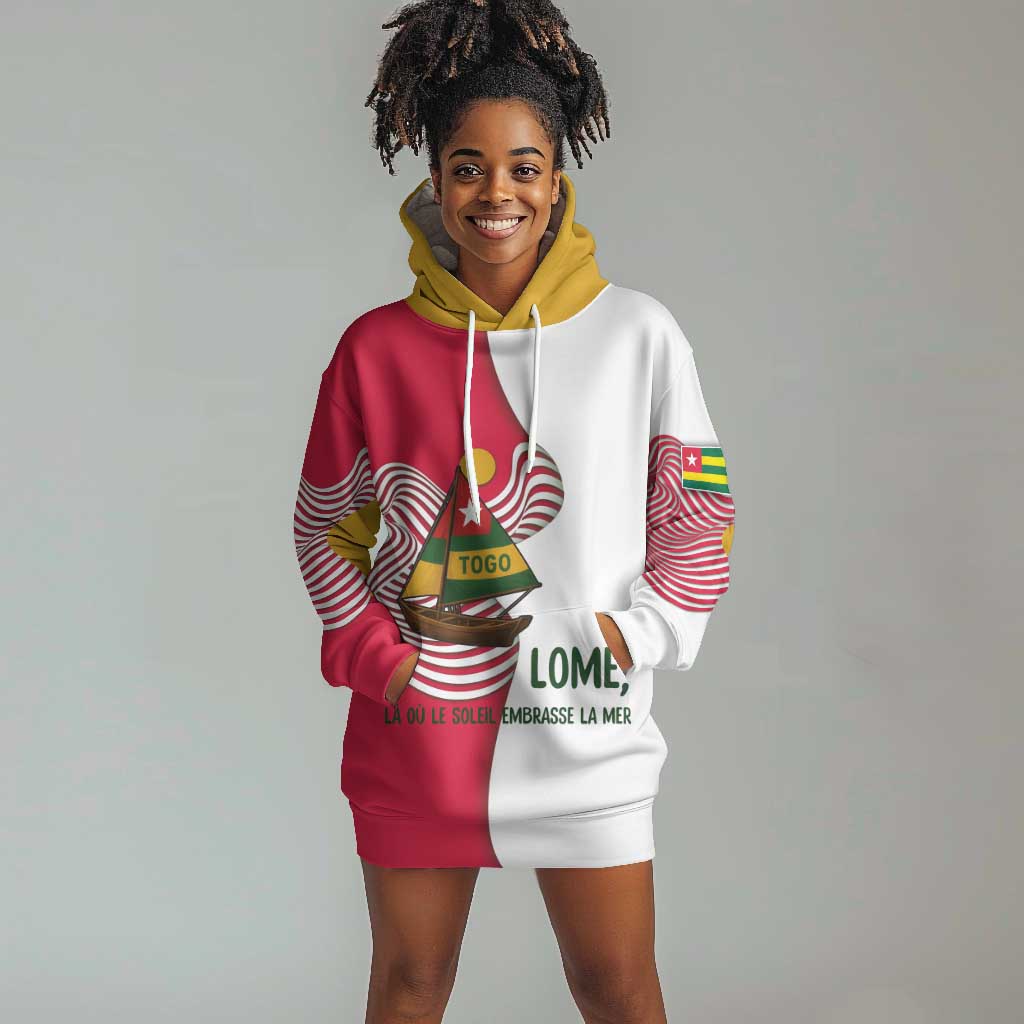 Lome Togo Hoodie Dress - Sailboat and Sunset  Where the Sun Kisses the Sea TS04