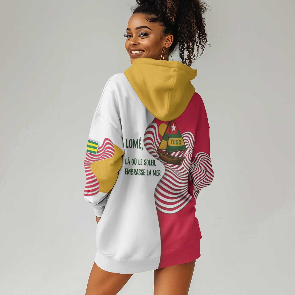 Lome Togo Hoodie Dress - Sailboat and Sunset  Where the Sun Kisses the Sea TS04