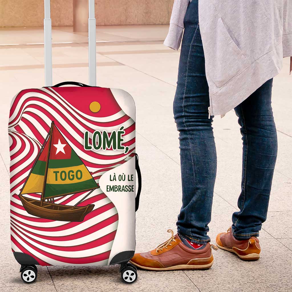 Lome Togo Luggage Cover with Sailboat and Sunset  Where the Sun Kisses the Sea TS04
