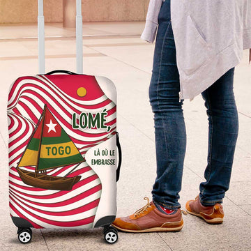 Lome Togo Luggage Cover with Sailboat and Sunset  Where the Sun Kisses the Sea TS04