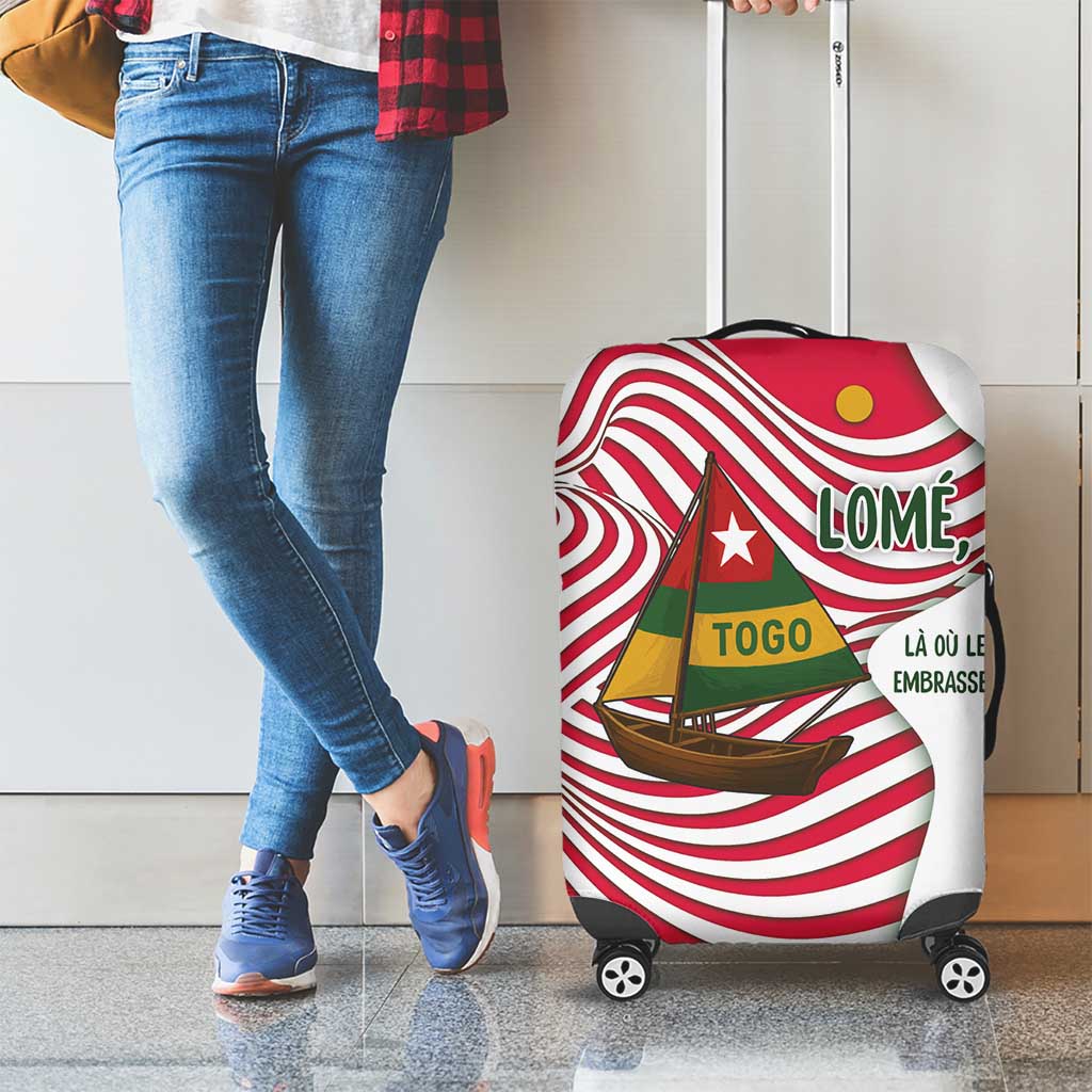 Lome Togo Luggage Cover with Sailboat and Sunset  Where the Sun Kisses the Sea TS04