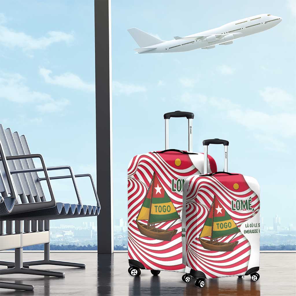 Lome Togo Luggage Cover with Sailboat and Sunset  Where the Sun Kisses the Sea TS04