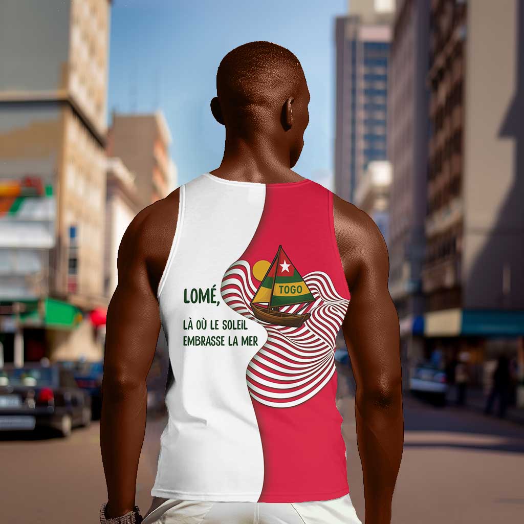 Lome Togo Men Tank Top - Sailboat and Sunset  Where the Sun Kisses the Sea TS04