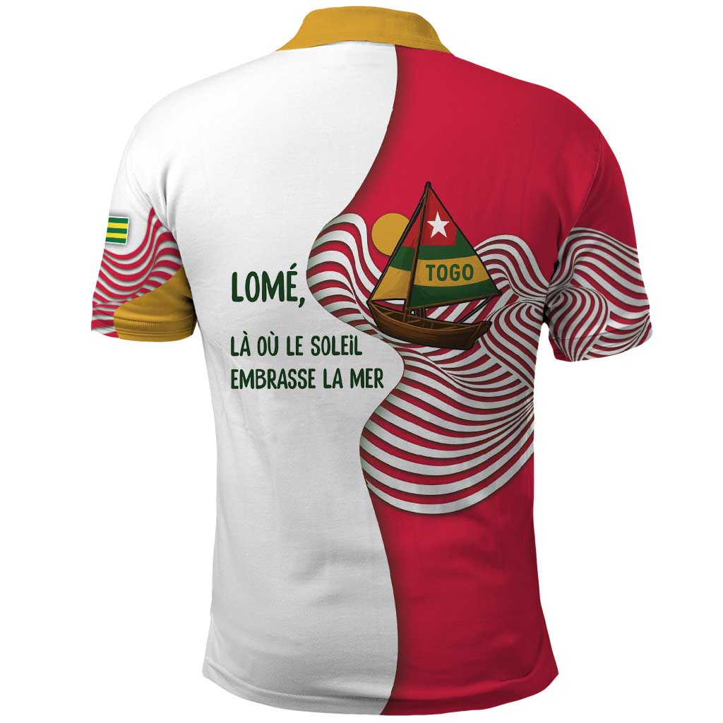 Lome Togo Polo Shirt with Sailboat and Sunset  Where the Sun Kisses the Sea TS04