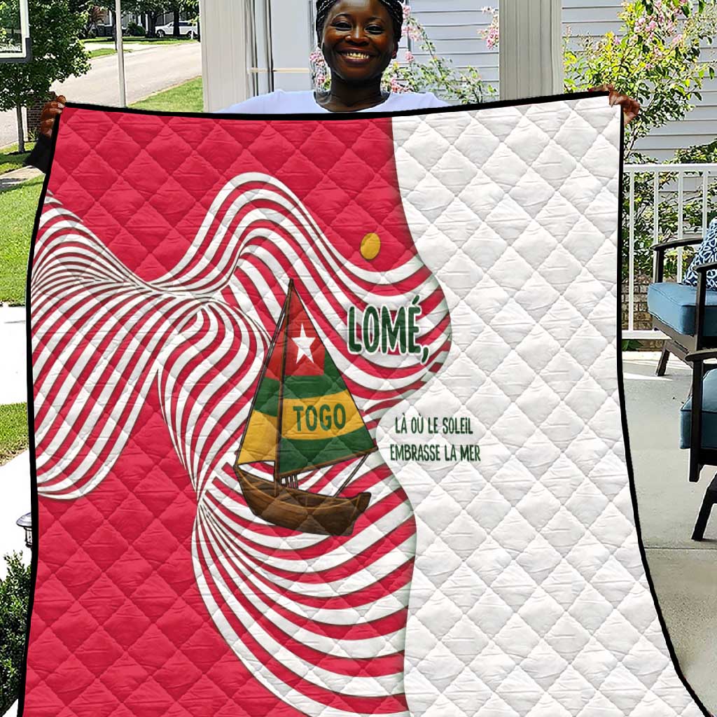 Lome Togo Quilt - Sailboat and Sunset  Where the Sun Kisses the Sea TS04