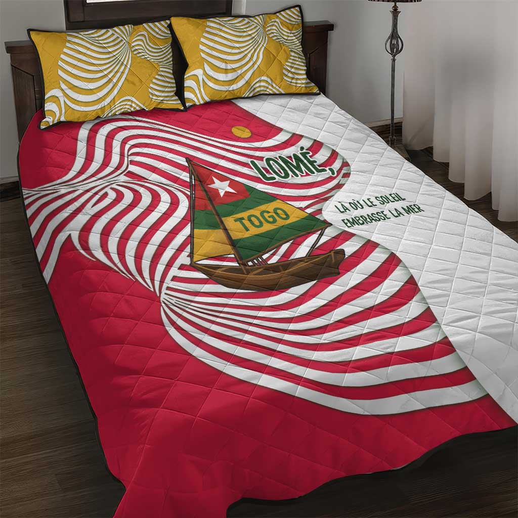 Lome Togo Quilt Bed Set - Sailboat and Sunset  Where the Sun Kisses the Sea TS04