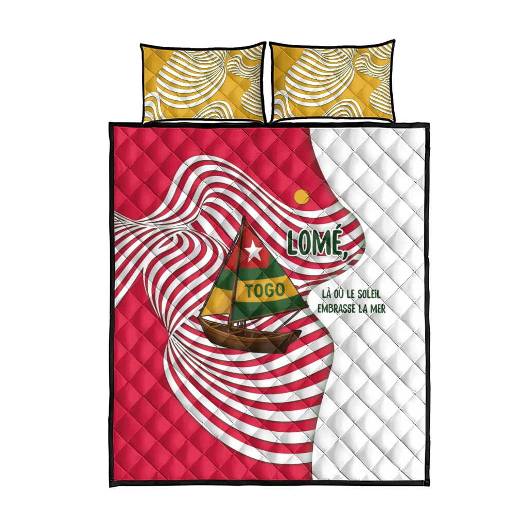 Lome Togo Quilt Bed Set - Sailboat and Sunset  Where the Sun Kisses the Sea TS04