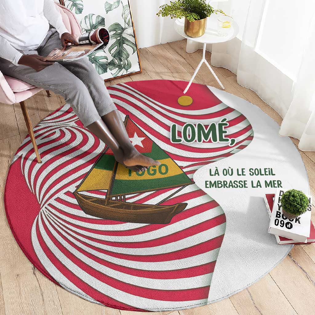 Lome Togo Round Carpet - Sailboat and Sunset  Where the Sun Kisses the Sea TS04