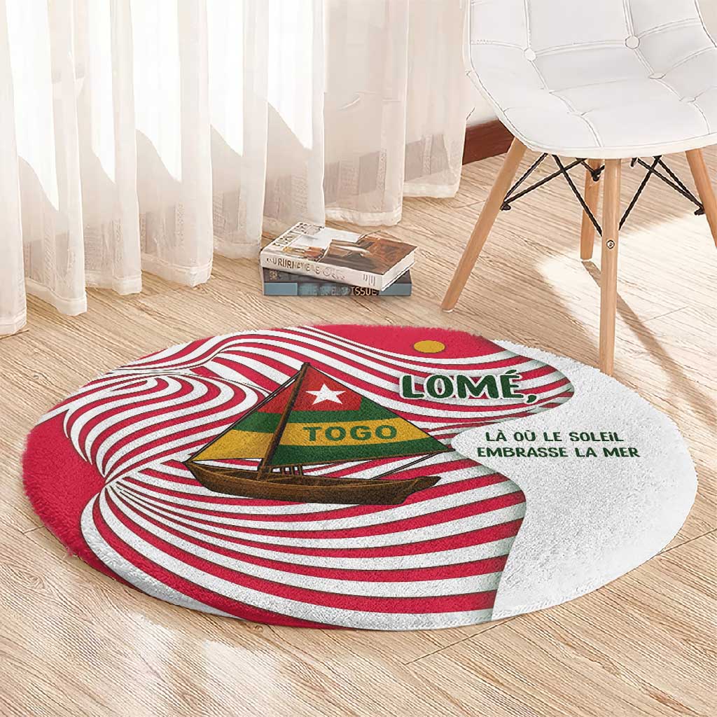 Lome Togo Round Carpet - Sailboat and Sunset  Where the Sun Kisses the Sea TS04
