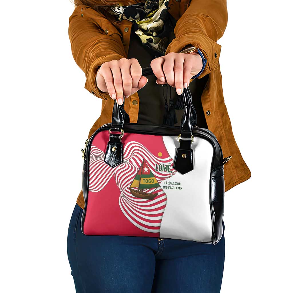 Lome Togo Shoulder Handbag with Sailboat and Sunset  Where the Sun Kisses the Sea TS04