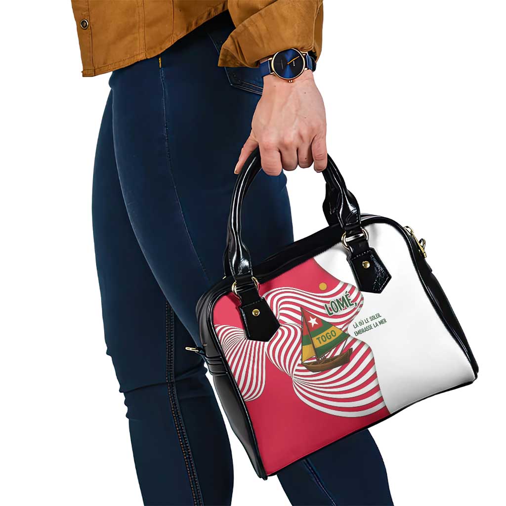 Lome Togo Shoulder Handbag with Sailboat and Sunset  Where the Sun Kisses the Sea TS04