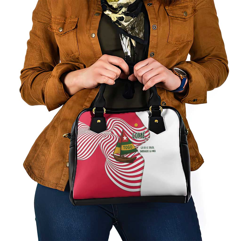 Lome Togo Shoulder Handbag with Sailboat and Sunset  Where the Sun Kisses the Sea TS04