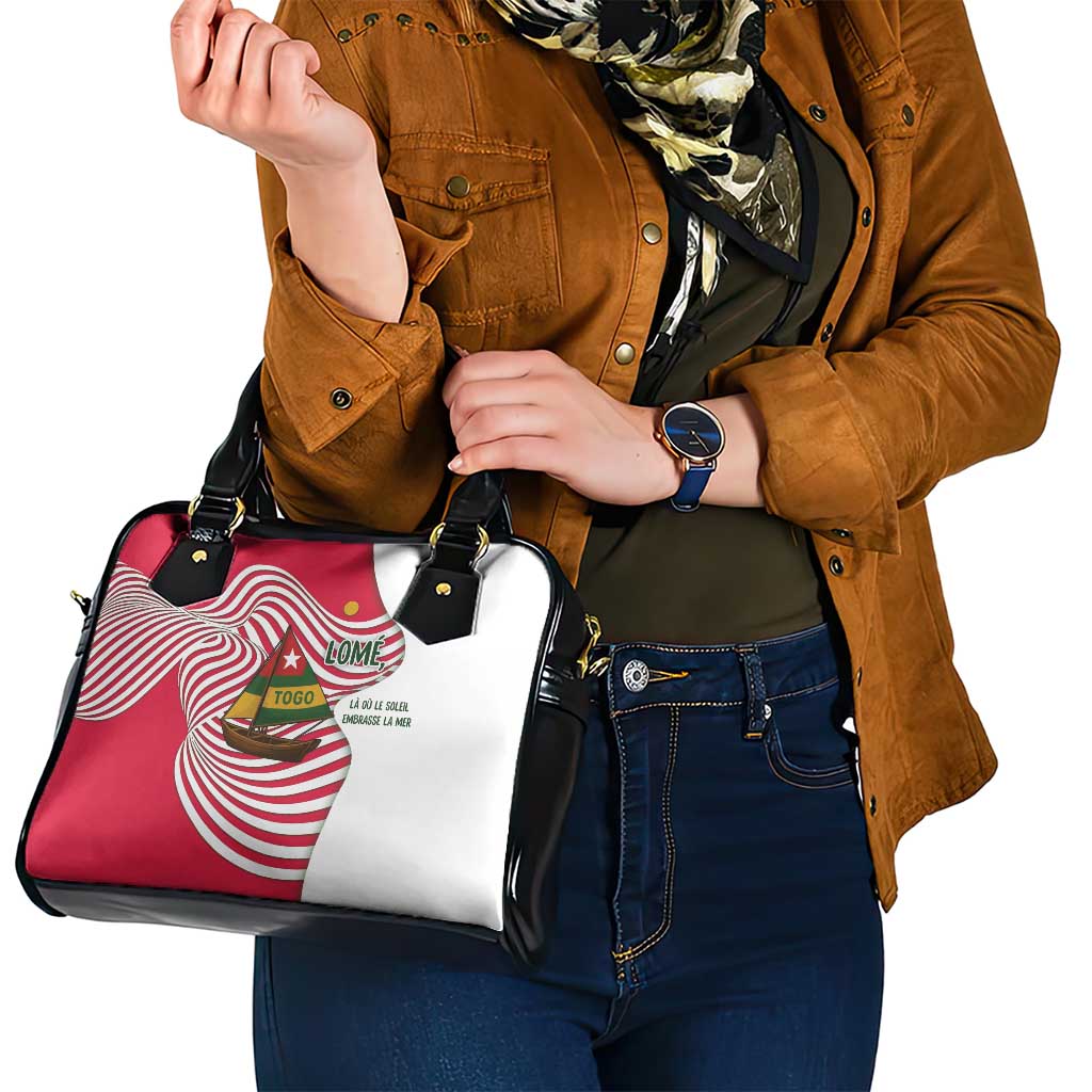 Lome Togo Shoulder Handbag with Sailboat and Sunset  Where the Sun Kisses the Sea TS04