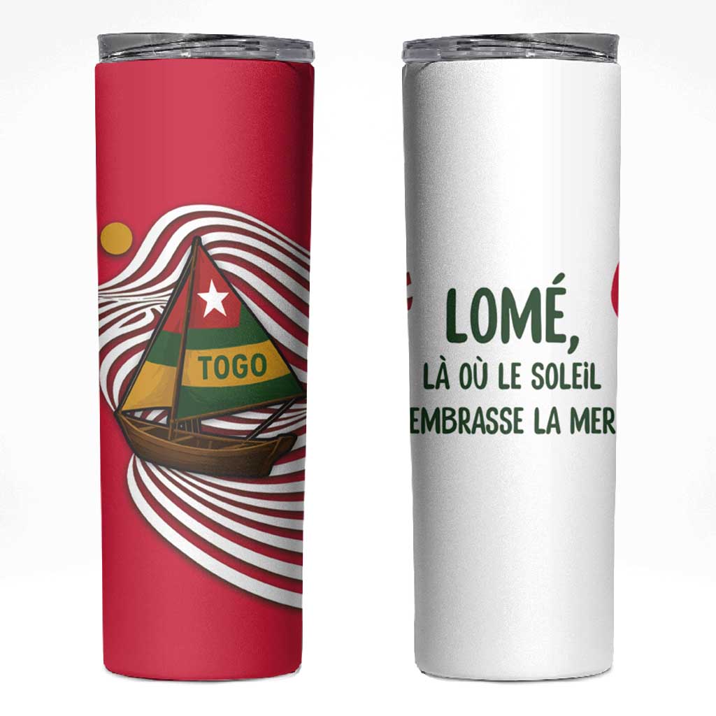 Lome Togo Skinny Tumbler - Sailboat and Sunset  Where the Sun Kisses the Sea TS04
