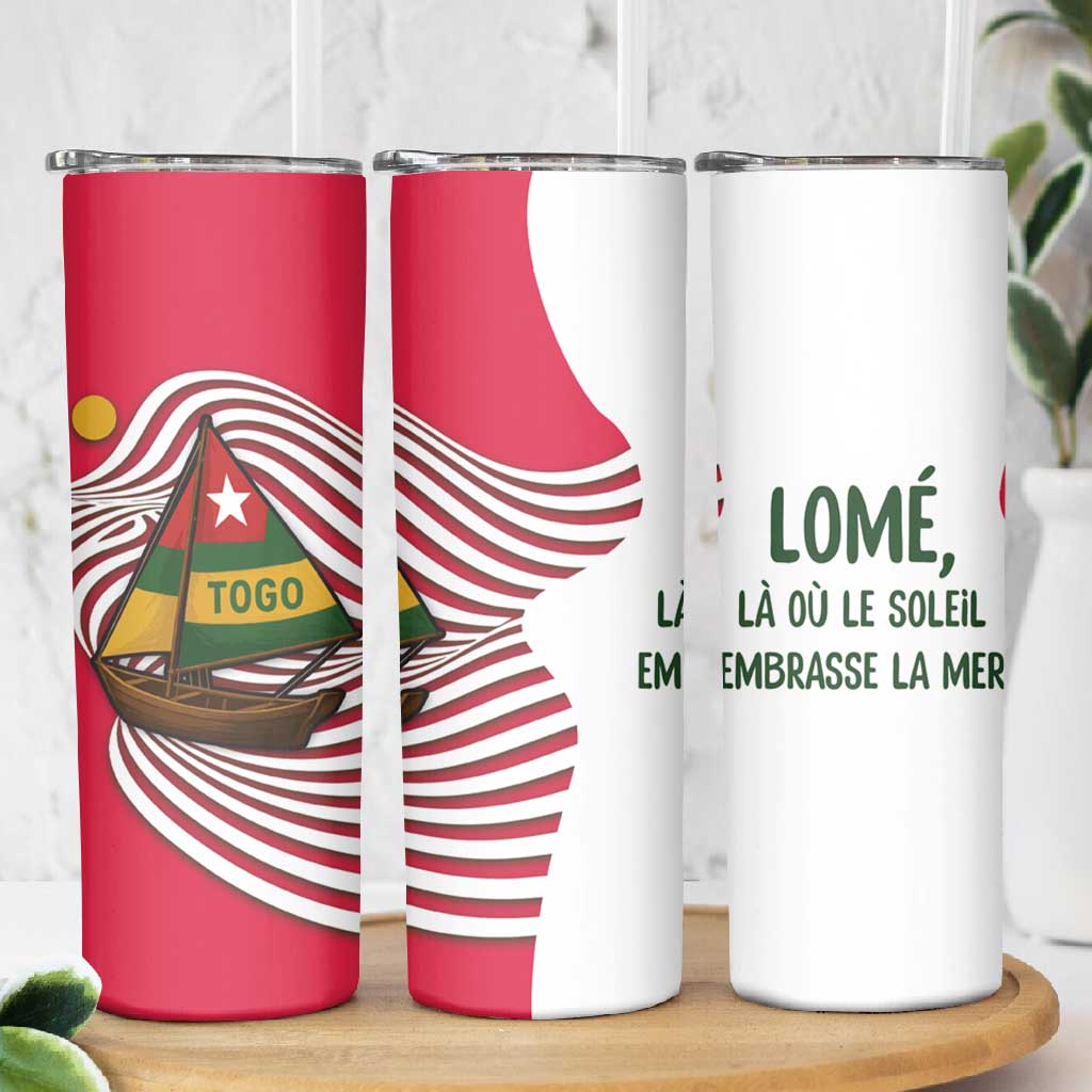 Lome Togo Skinny Tumbler - Sailboat and Sunset  Where the Sun Kisses the Sea TS04