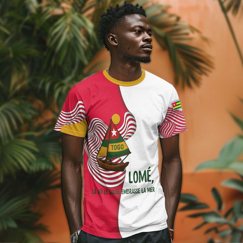 Lome Togo T shirt - Sailboat and Sunset  Where the Sun Kisses the Sea TS04