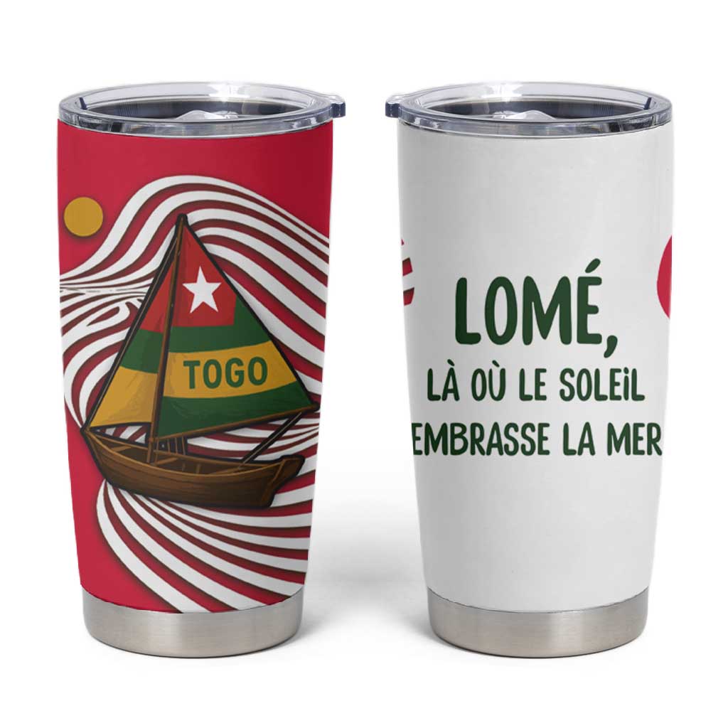 Lome Togo Tumbler Cup - Sailboat and Sunset  Where the Sun Kisses the Sea TS04