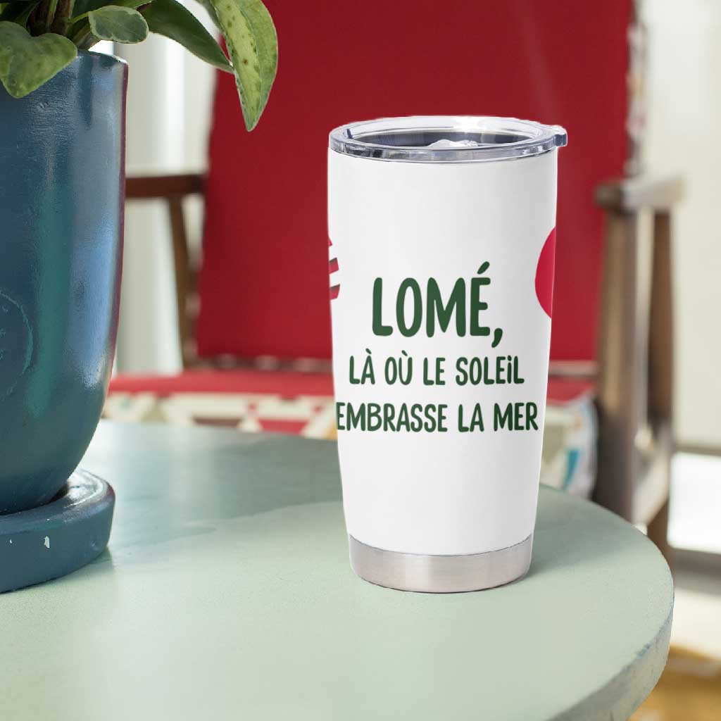 Lome Togo Tumbler Cup - Sailboat and Sunset  Where the Sun Kisses the Sea TS04
