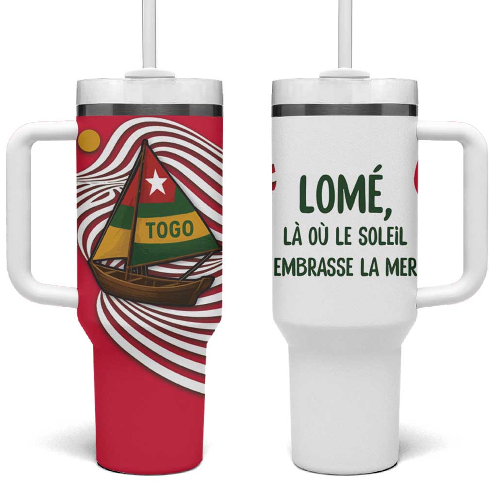 Lome Togo Tumbler With Handle - Sailboat and Sunset  Where the Sun Kisses the Sea TS04