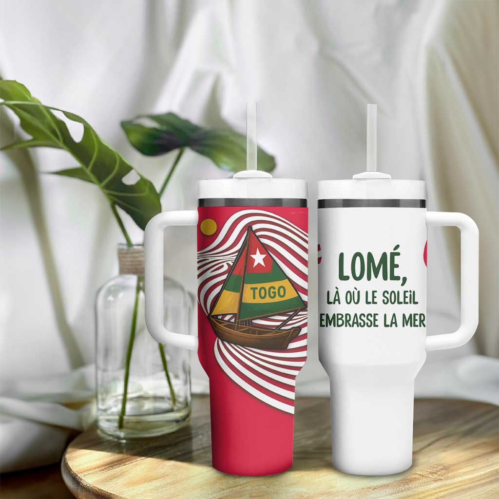Lome Togo Tumbler With Handle - Sailboat and Sunset  Where the Sun Kisses the Sea TS04