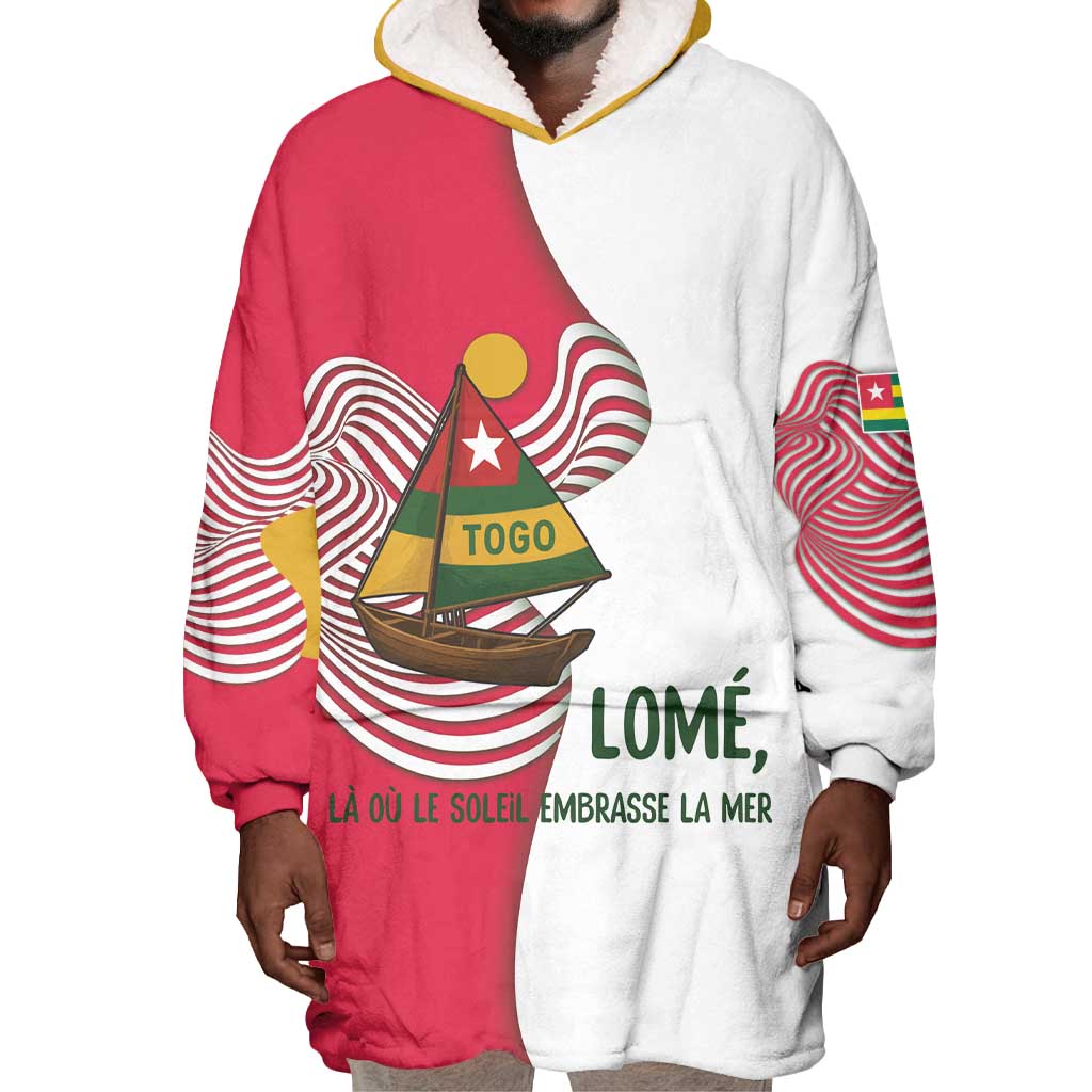 Lome Togo Wearable Blanket Hoodie - Sailboat and Sunset  Where the Sun Kisses the Sea TS04