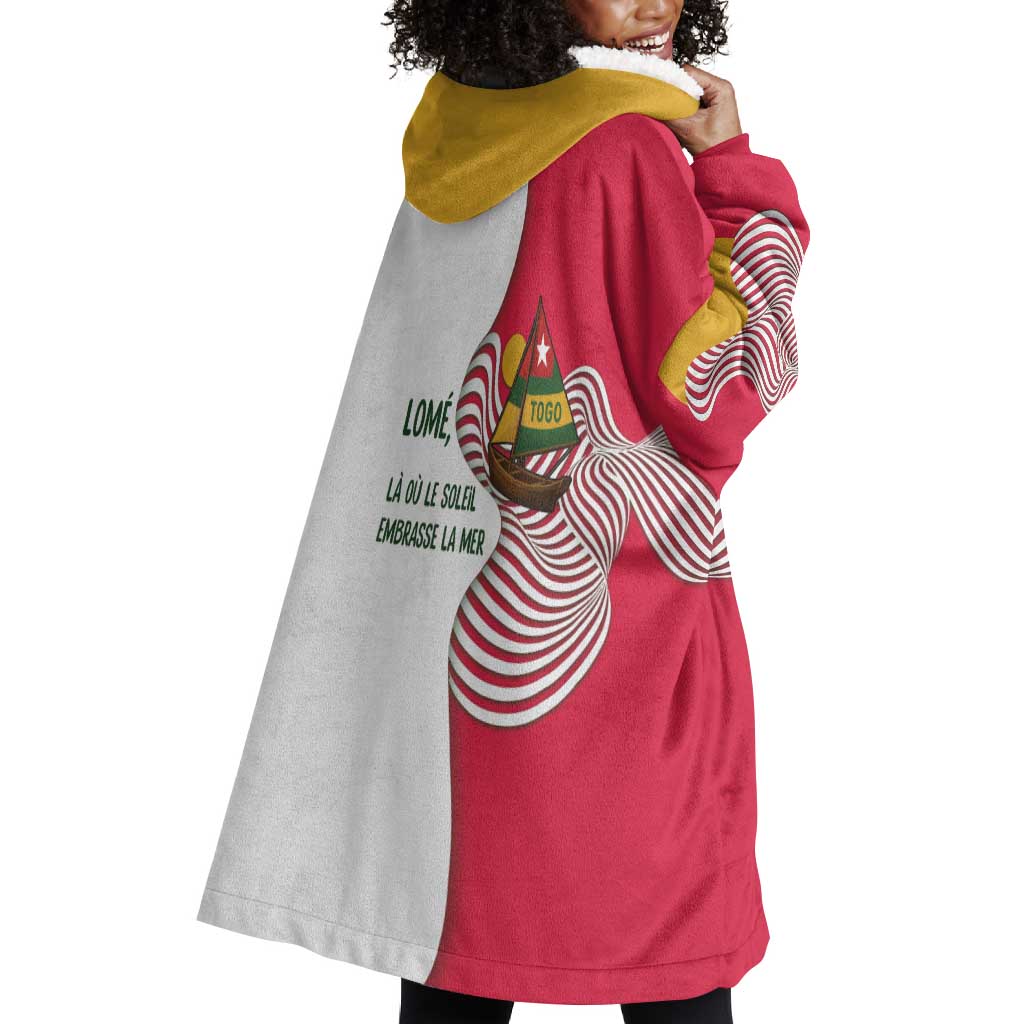Lome Togo Wearable Blanket Hoodie - Sailboat and Sunset  Where the Sun Kisses the Sea TS04