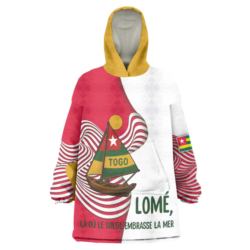 Lome Togo Wearable Blanket Hoodie - Sailboat and Sunset  Where the Sun Kisses the Sea TS04