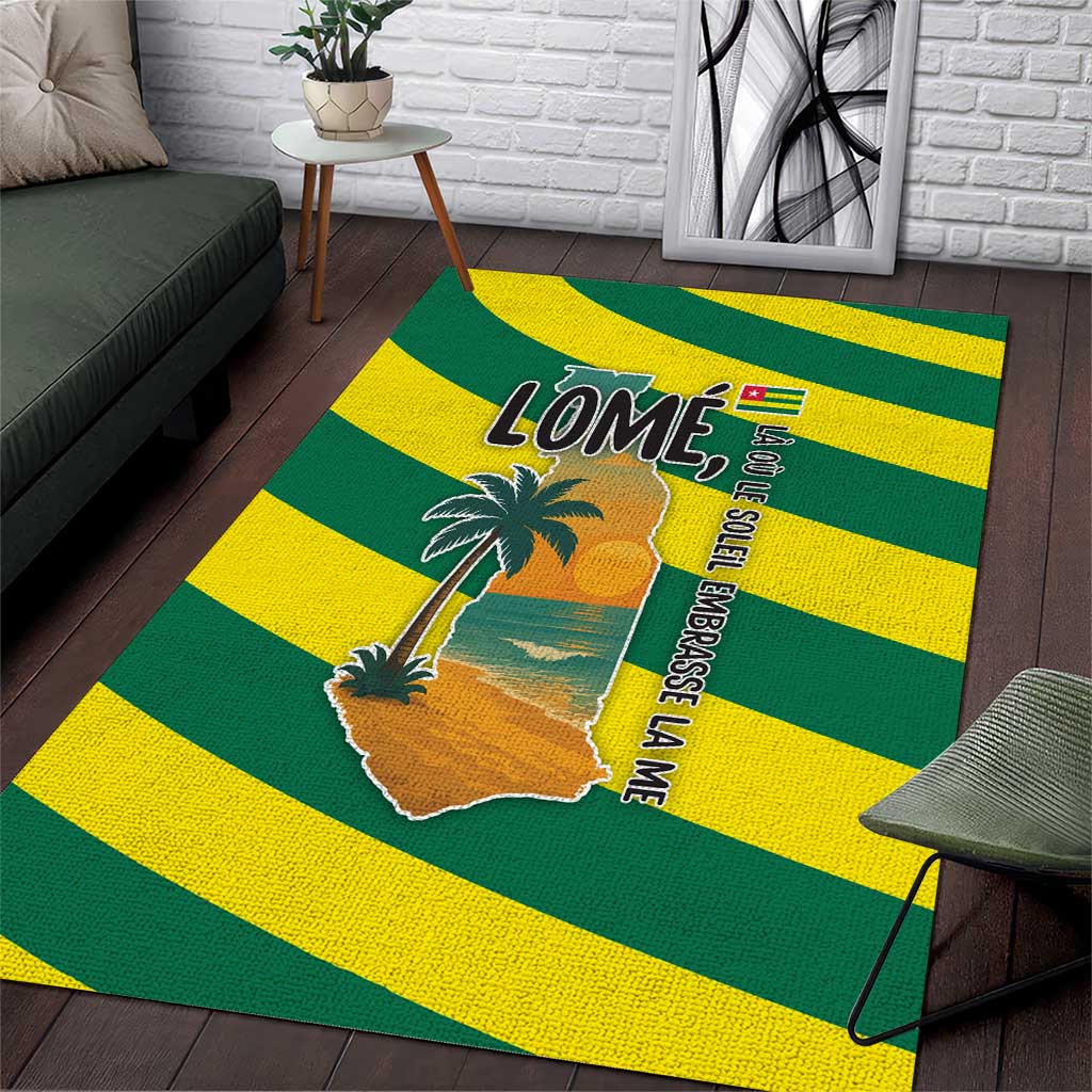 Lome Togo Sunset Area Rug - Palm Trees and Ocean Embrace Design TS04