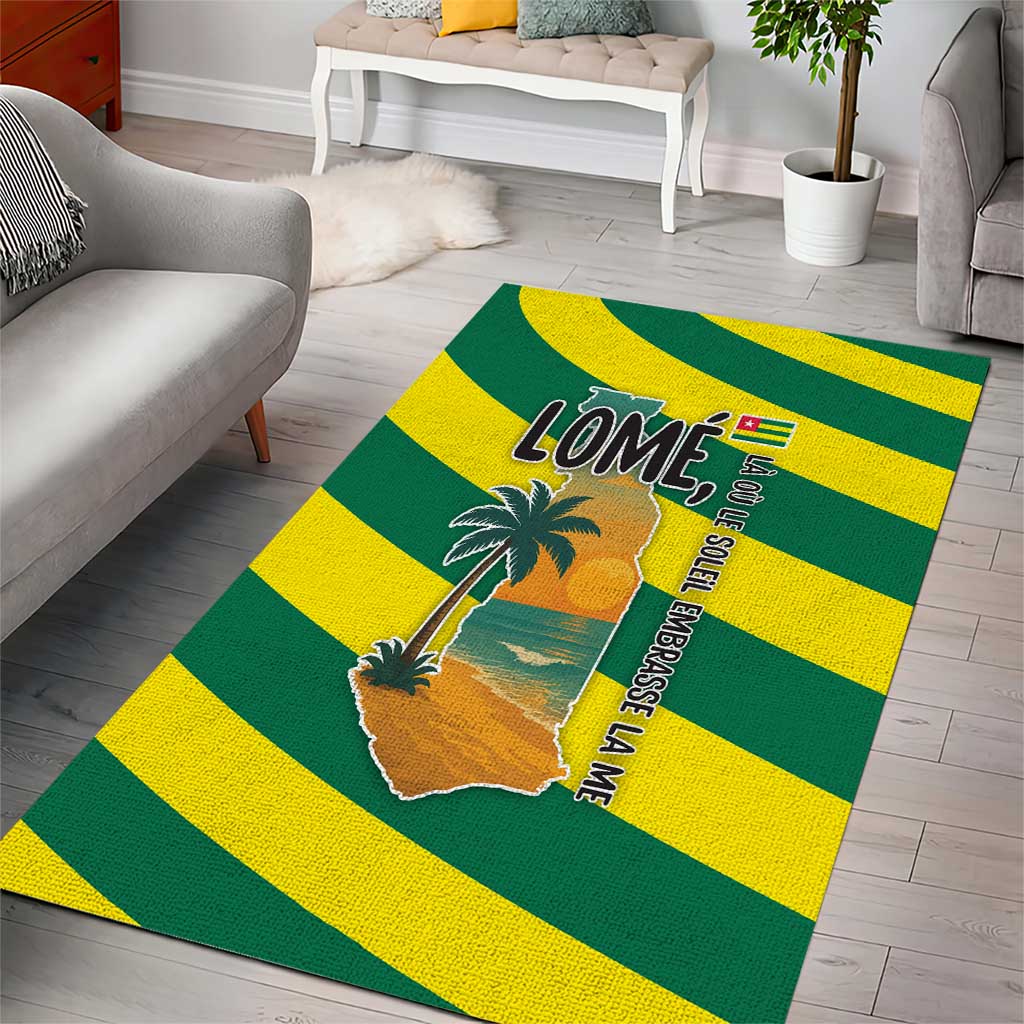 Lome Togo Sunset Area Rug - Palm Trees and Ocean Embrace Design TS04