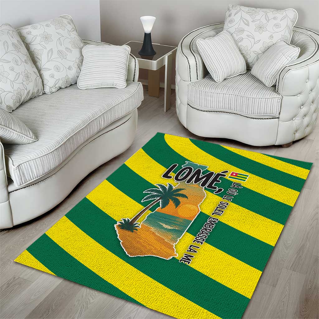 Lome Togo Sunset Area Rug - Palm Trees and Ocean Embrace Design TS04