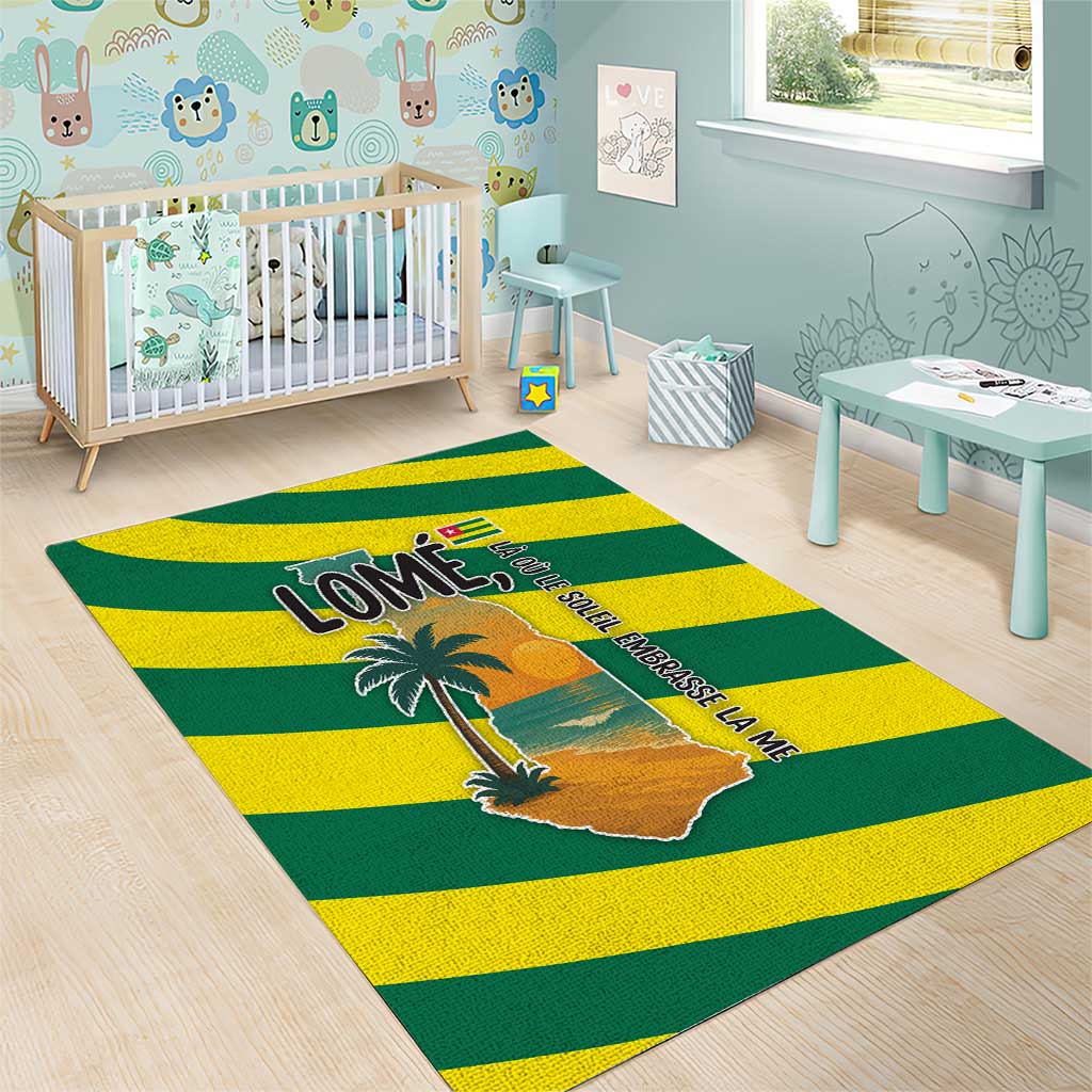 Lome Togo Sunset Area Rug - Palm Trees and Ocean Embrace Design TS04