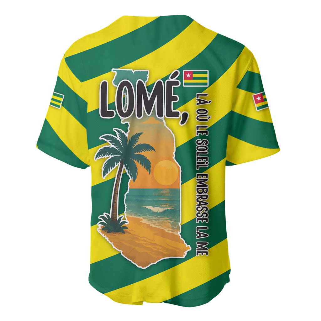 Lome Togo Sunset Baseball Jersey - Palm Trees and Ocean Embrace Design TS04