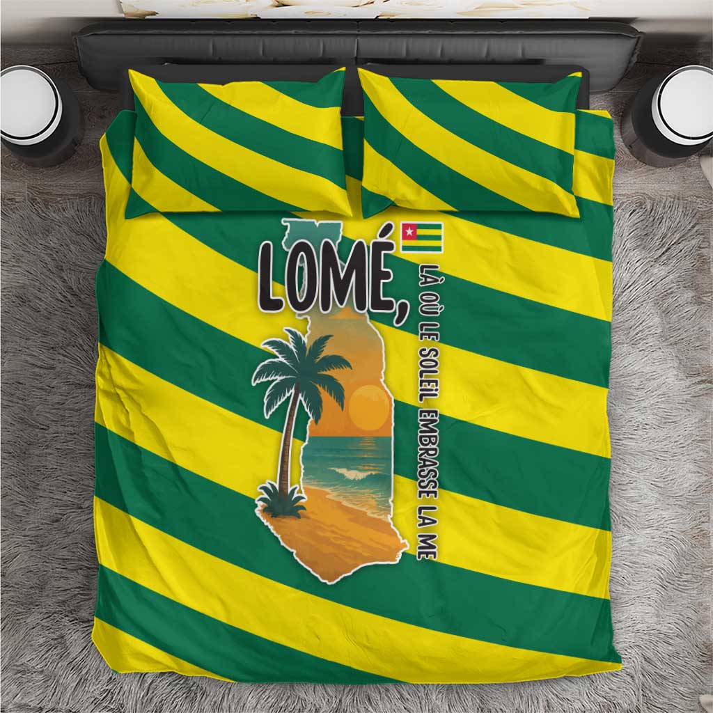 Lome Togo Sunset Bedding Set - Palm Trees and Ocean Embrace Design TS04
