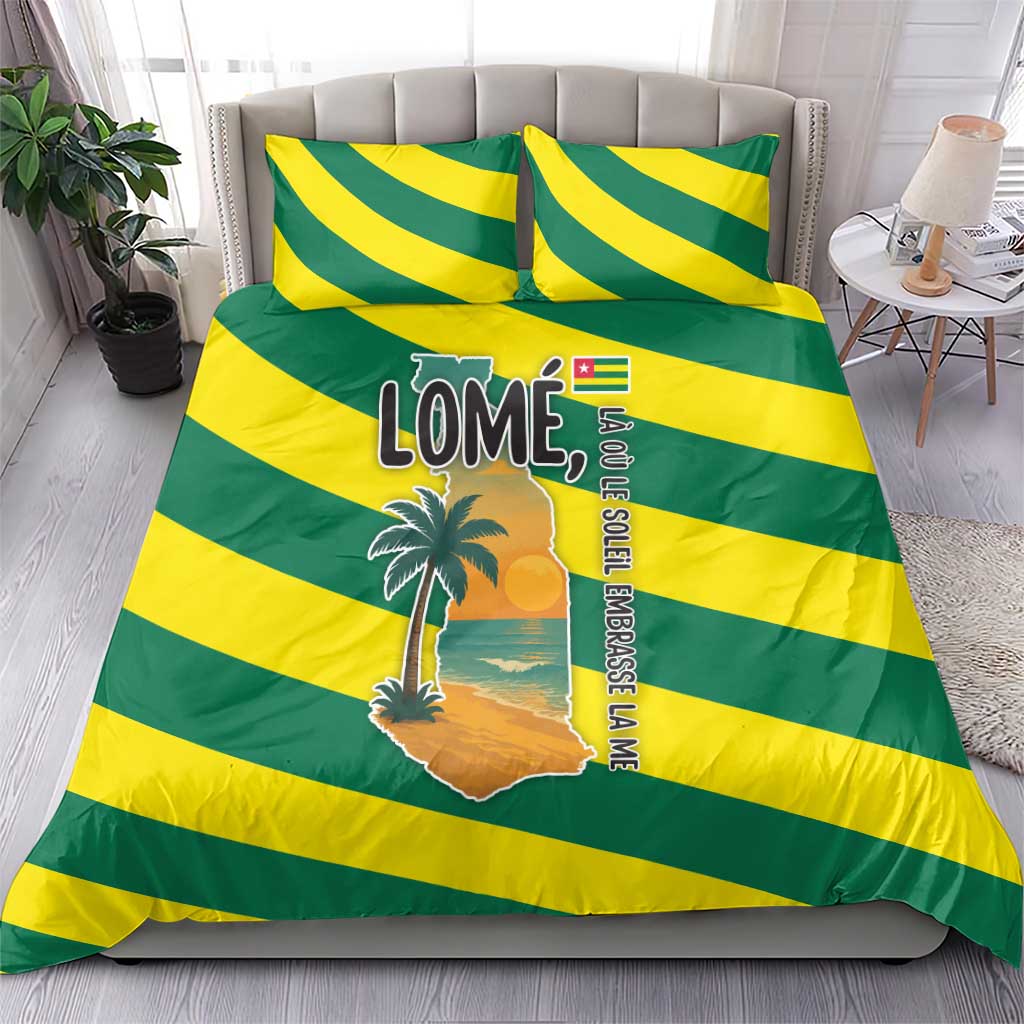 Lome Togo Sunset Bedding Set - Palm Trees and Ocean Embrace Design TS04