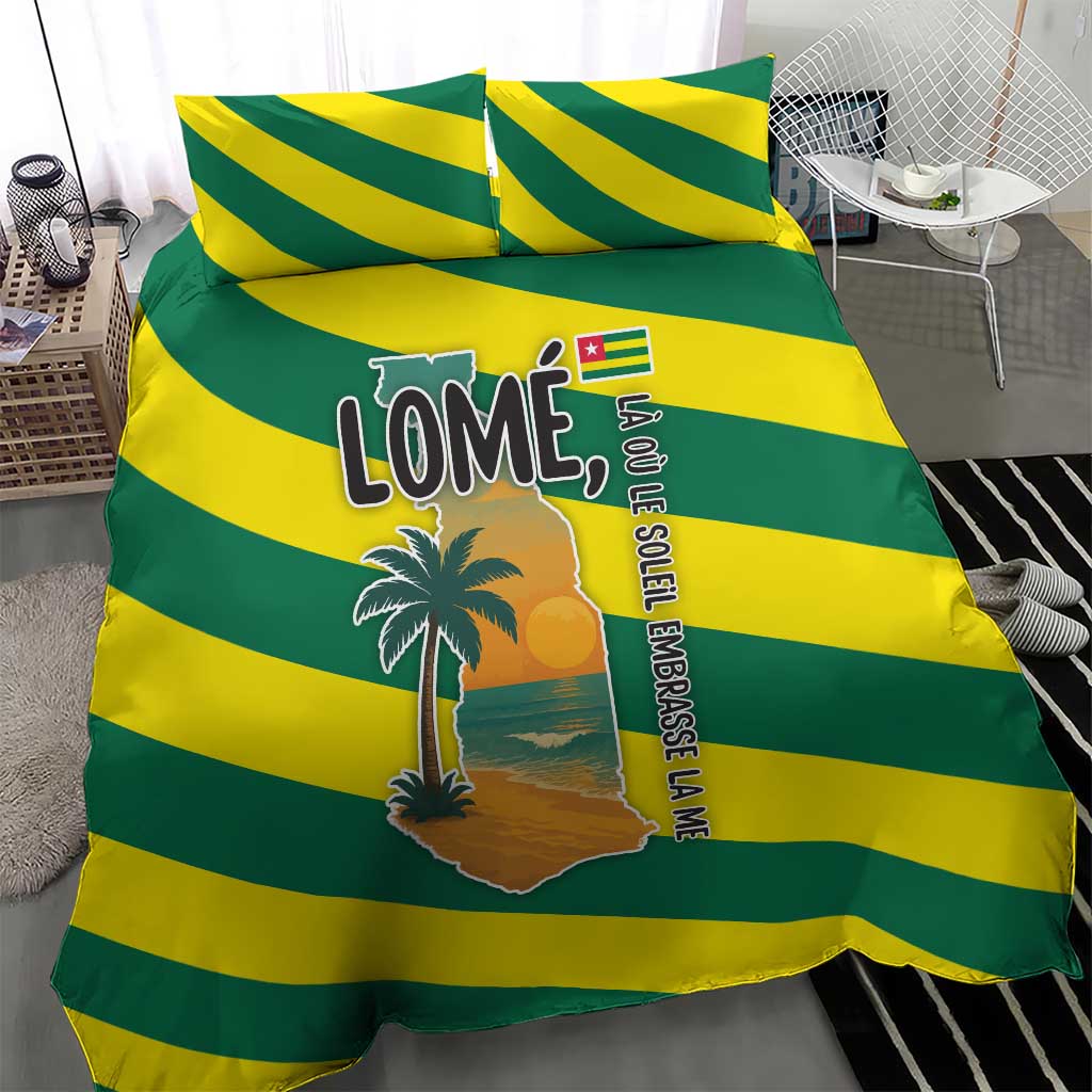 Lome Togo Sunset Bedding Set - Palm Trees and Ocean Embrace Design TS04