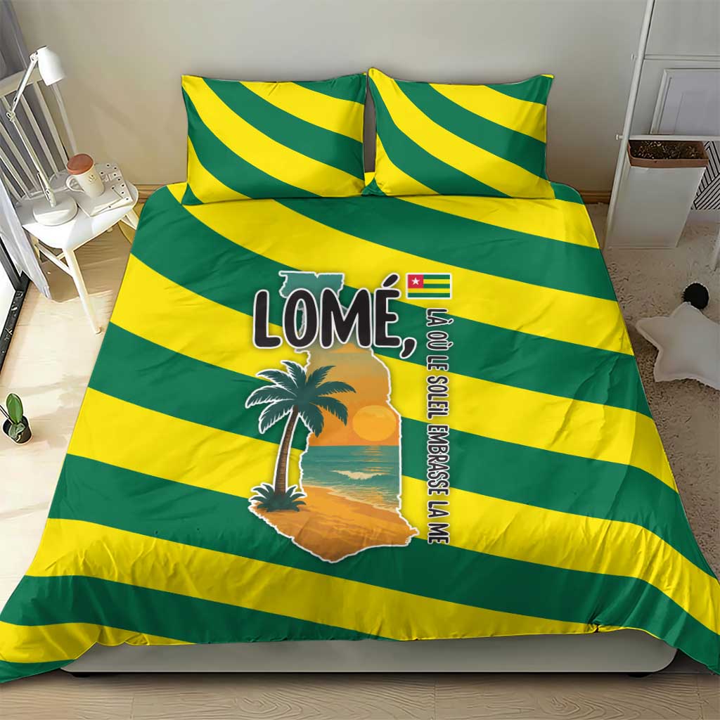 Lome Togo Sunset Bedding Set - Palm Trees and Ocean Embrace Design TS04