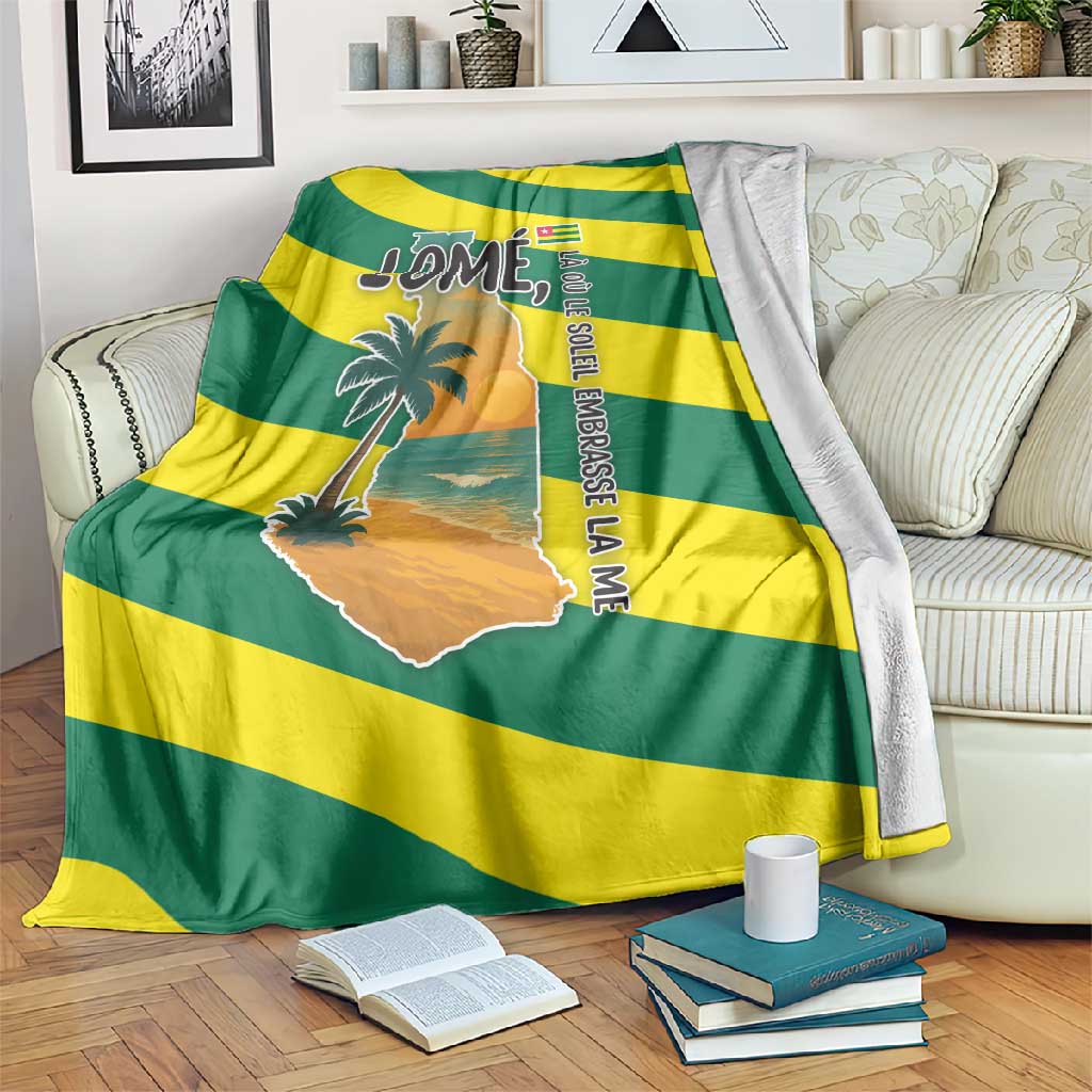 Lome Togo Sunset Blanket - Palm Trees and Ocean Embrace Design TS04