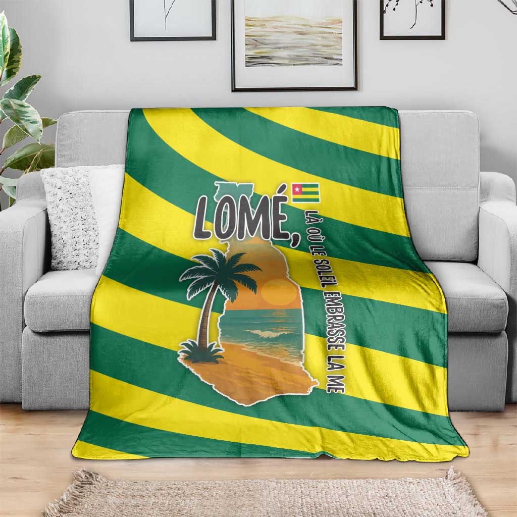 Lome Togo Sunset Blanket - Palm Trees and Ocean Embrace Design TS04