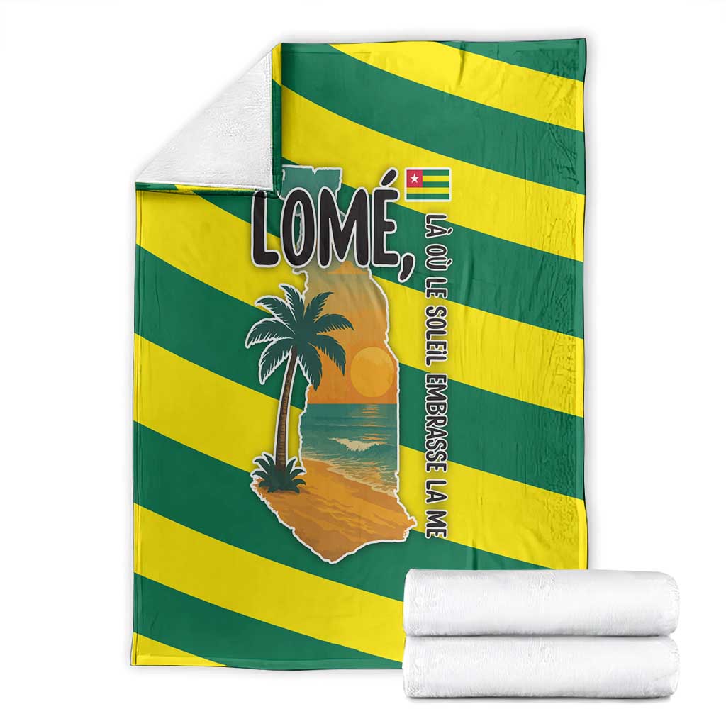 Lome Togo Sunset Blanket - Palm Trees and Ocean Embrace Design TS04