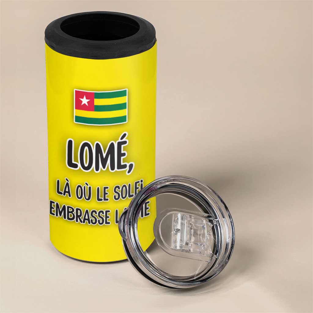 Lome Togo Sunset 4 in 1 Can Cooler Tumbler - Palm Trees and Ocean Embrace Design TS04