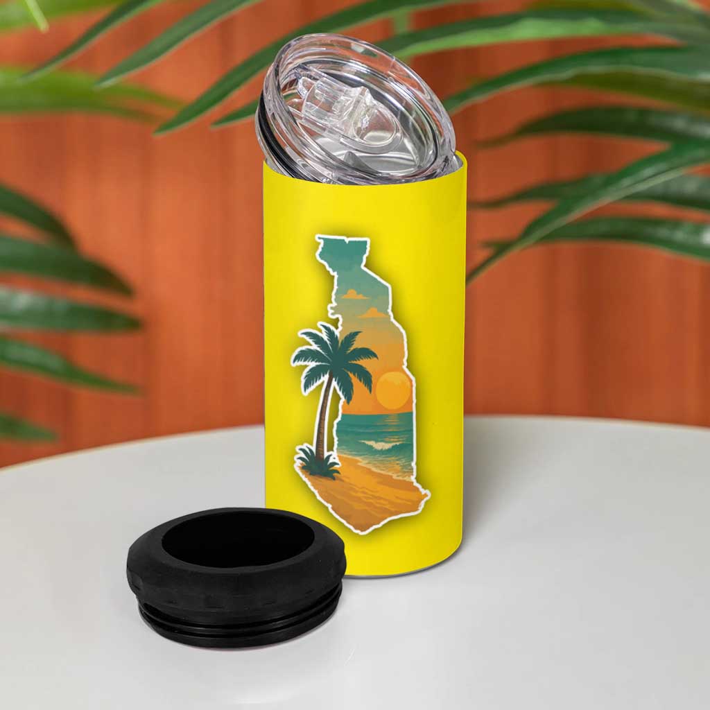 Lome Togo Sunset 4 in 1 Can Cooler Tumbler - Palm Trees and Ocean Embrace Design TS04