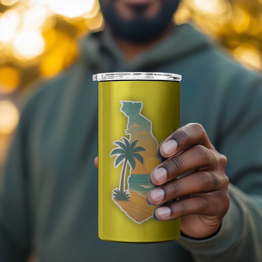 Lome Togo Sunset 4 in 1 Can Cooler Tumbler - Palm Trees and Ocean Embrace Design TS04