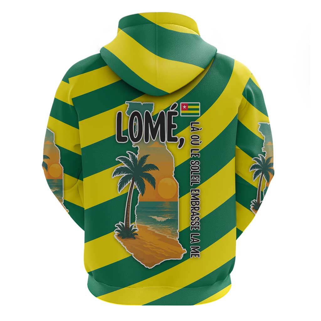 Lome Togo Sunset Hoodie with Palm Trees and Ocean Embrace Design TS04