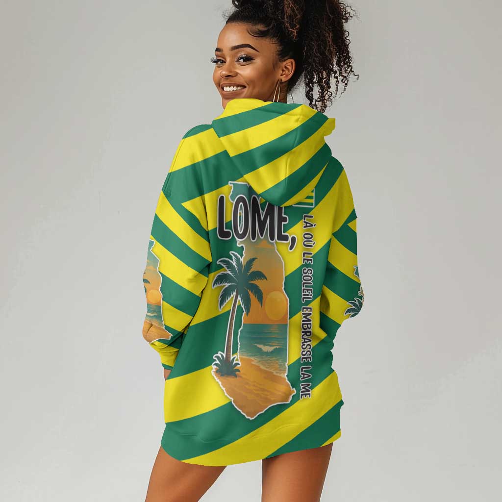 Lome Togo Sunset Hoodie Dress - Palm Trees and Ocean Embrace Design TS04